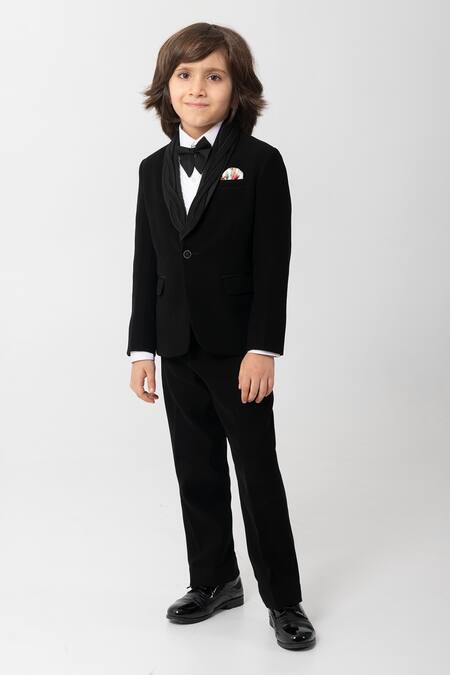 Partykles Black Polyester, Suiting Piping Detailed Tuxedo Set Online at Aza Fashions Partykles_Black Polyester, Suiting Piping Detailed Tuxedo Set _Online_at_Aza_Fashions