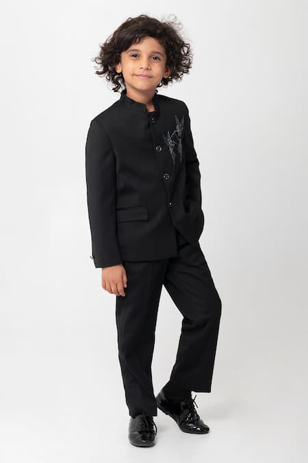 Partykles Bird Embroidered Bandhgala Set 