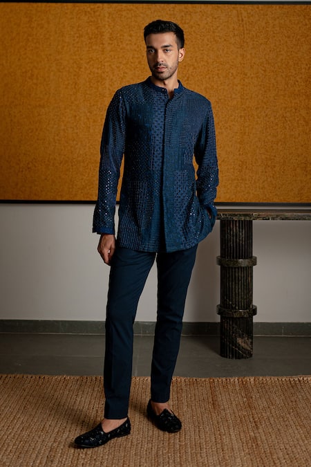 Mishru Levi Embroidered Chanderi Kurta & Pant Set 