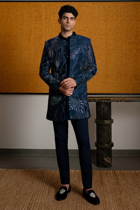 Mishru Arsh Embroidered Open Sherwani Set 