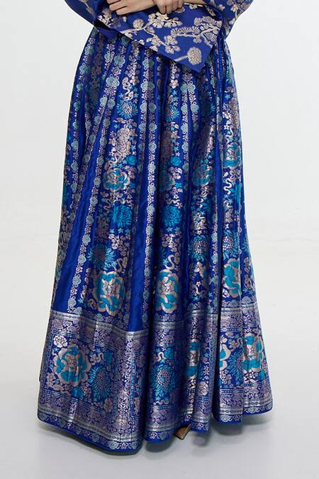 Buy_Ekaya Banaras_Blue Kadhwa Banarasi Handwoven Shawl 