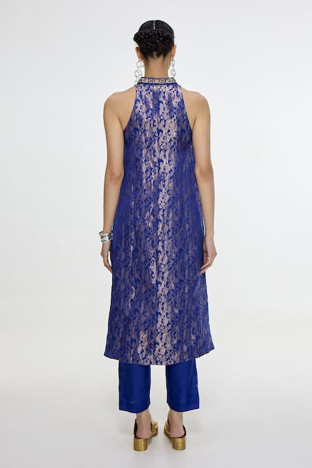 Ekaya Banaras Floral Handwoven Kurta & Pant Set 