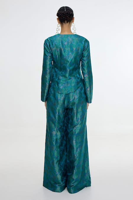 Ekaya Banaras Handwoven Waistcoat & Pant Co-ord Set 