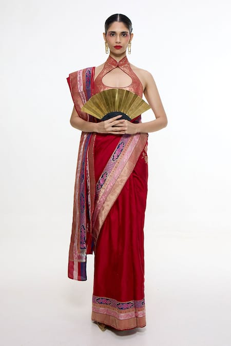 Ekaya Banaras Handwoven Scarlet Saree 