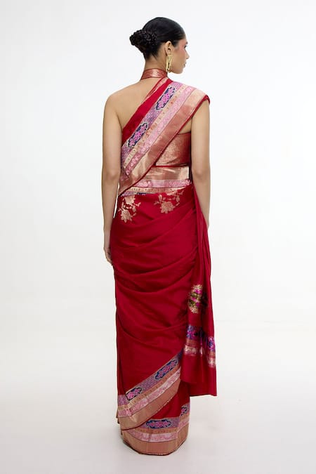 Ekaya Banaras Handwoven Scarlet Saree 
