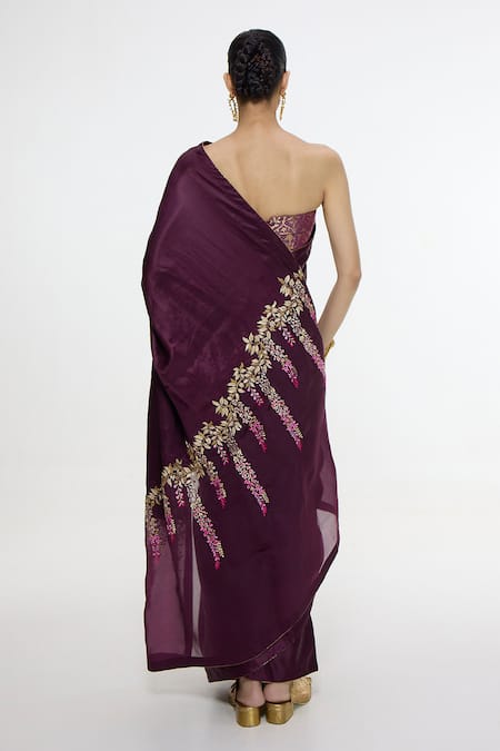 Ekaya Banaras Handwoven Garnet Saree 