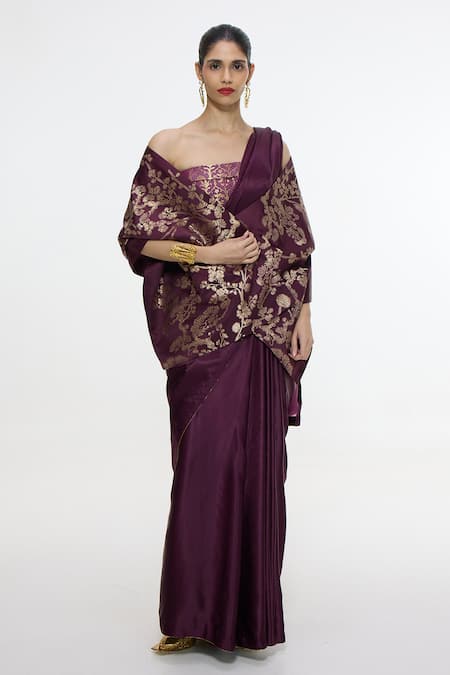 Ekaya Banaras Handwoven Garnet Saree 
