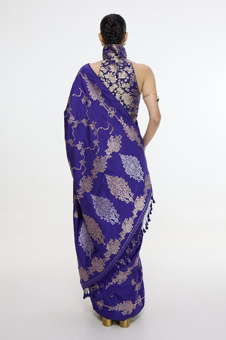 Ekaya Banaras Floral Vine Pattern Handwoven Saree 