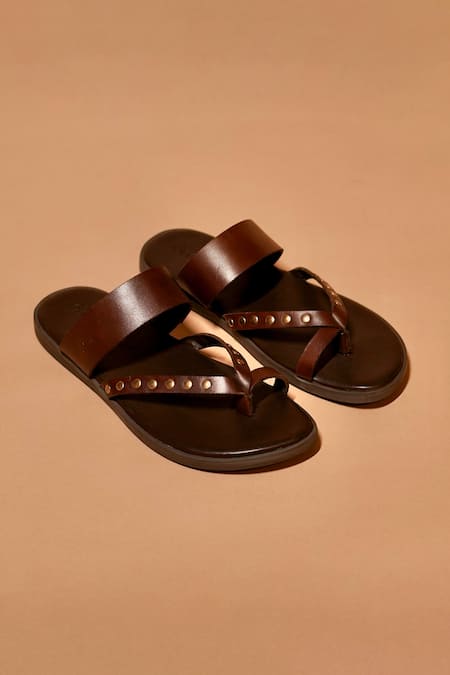 Dmodot Pelle Scuro Riveto Leather Sandals 