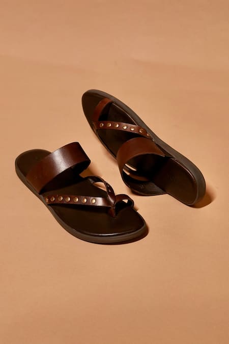 Dmodot Pelle Scuro Riveto Leather Sandals 