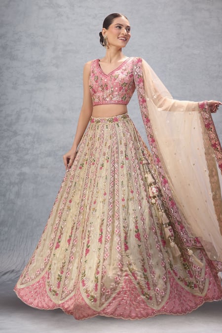Samyukta Singhania Floral Hand Embroidered Lehenga Set 