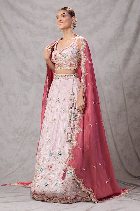 Samyukta Singhania Embroidered Tissue Lehenga Set 