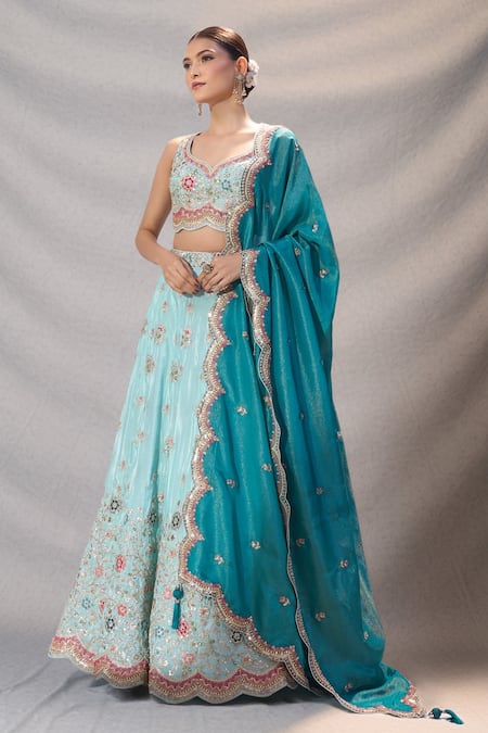 Samyukta Singhania Floral Sequin Embroidered Lehenga Set  