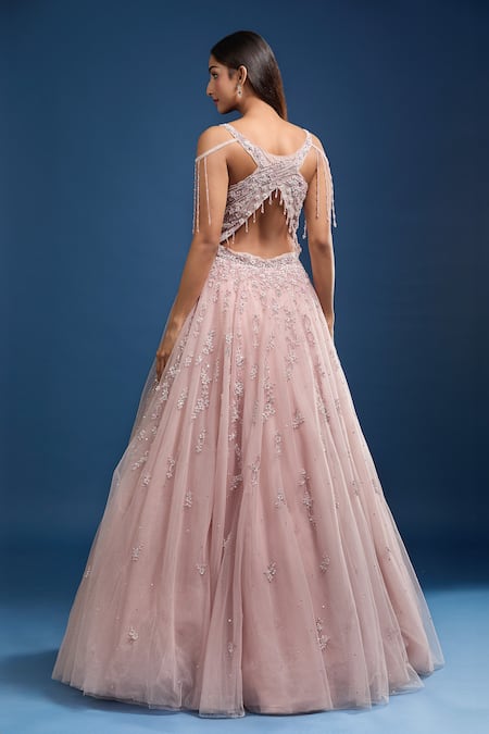 Samyukta Singhania Tassle Strap Embellished Net Ball Gown 