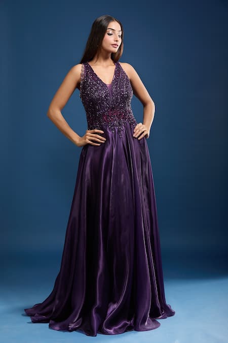 Samyukta Singhania Embellished Net Flared A-line Gown 