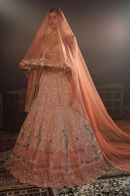 House of ayra Flora Thread Embroidered Bridal Lehenga Set 