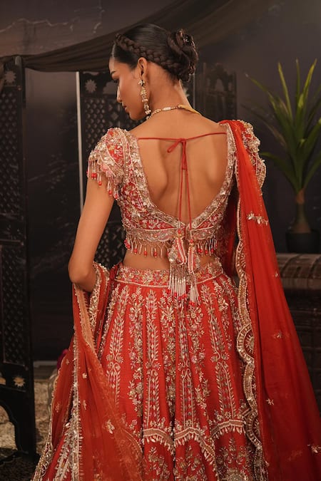 House of ayra Gulmohar Embellished Raw Silk Lehenga Set 