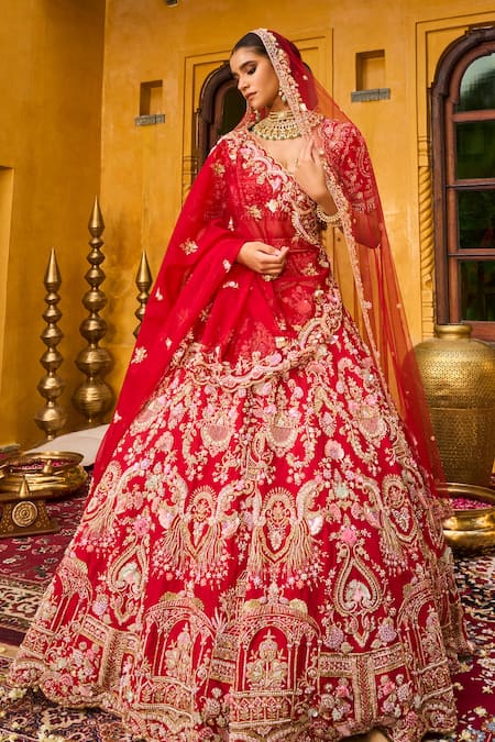 House of ayra Scarlet Zardozi & Resham Embroidered Bridal Lehenga Set 
