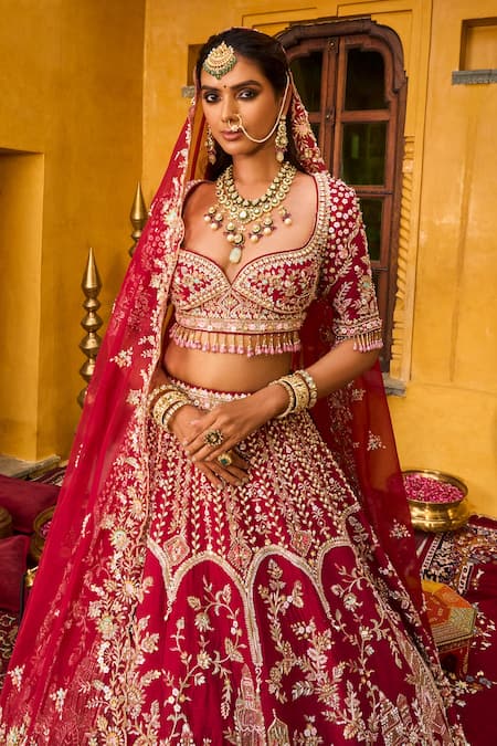 House of ayra Rosewood Embroidered Bridal Lehenga Set 