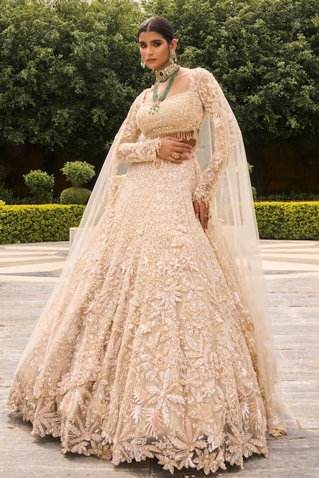 House of ayra Snow White Embroidered Bridal Lehenga Set 
