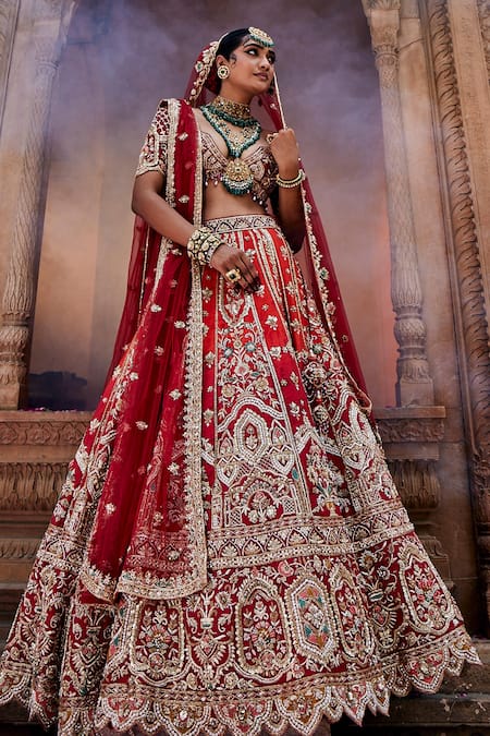 House of ayra Sunset Zari & Anchor Embroidered Bridal Lehenga Set 