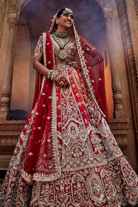 House of ayra Sunset Zari & Anchor Embroidered Bridal Lehenga Set 