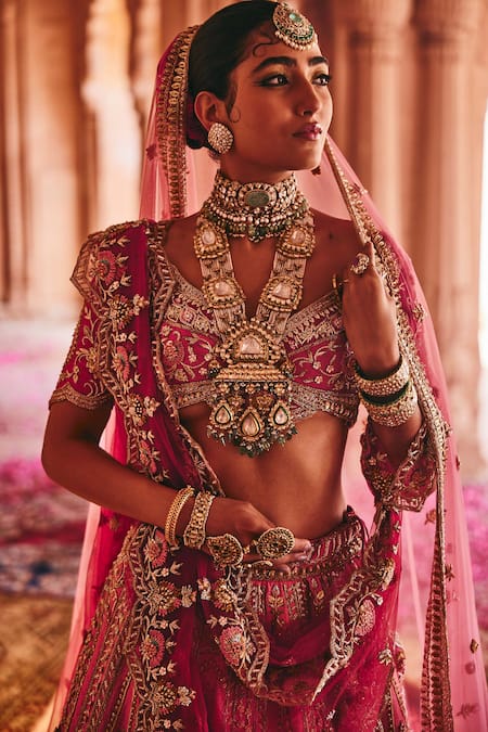 House of ayra Misty Rose Embroidered Bridal Lehenga Set 