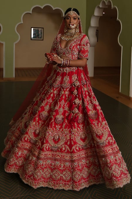 House of ayra Signature Thread Embroidered Bridal Lehenga Set 