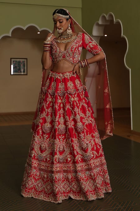 House of ayra Signature Thread Embroidered Bridal Lehenga Set 