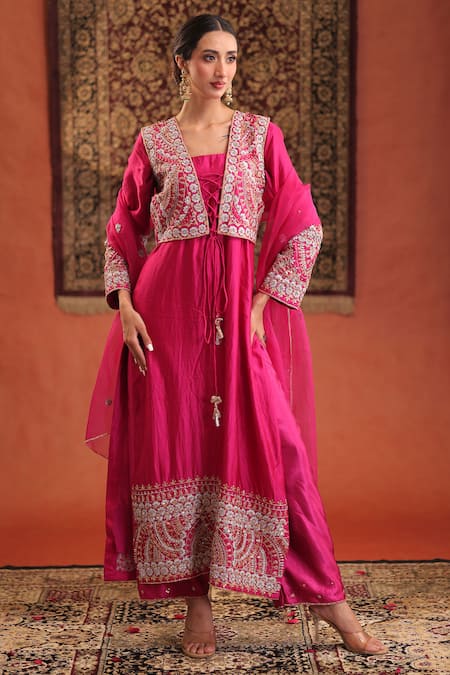 Farha Syed Embroidered Short Jacket & Pant Set 