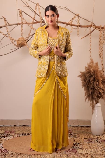 Farha Syed Embroidered Saree & Jacket Set 
