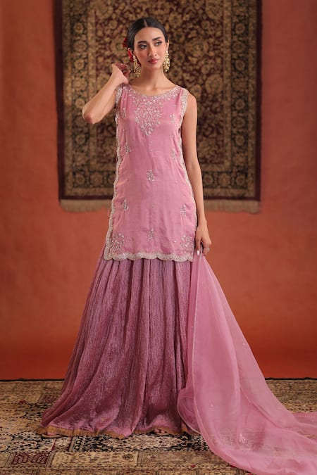 Farha Syed Embroidered Side Slit Kurta & Skirt Set 