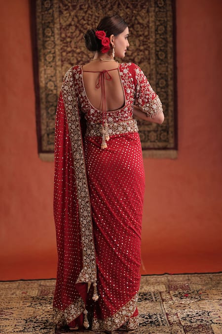 Farha Syed Embroidered Georgette Saree & Blouse Set 