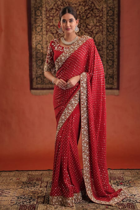 Farha Syed Embroidered Georgette Saree & Blouse Set 