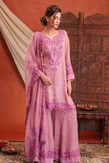 Farha Syed Embroidered Kurta Sharara Set 