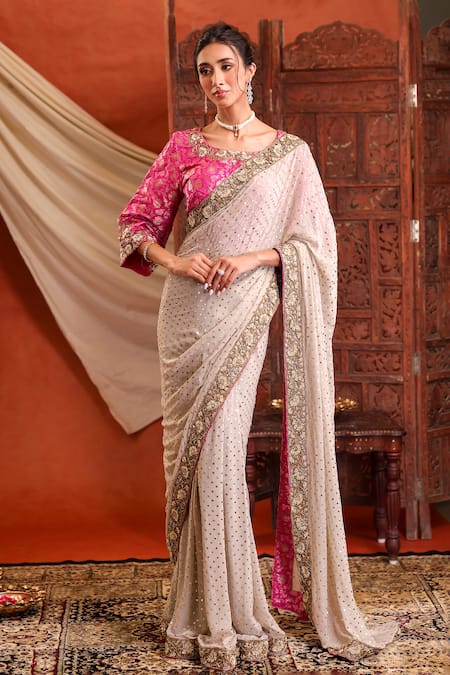 Farha Syed Sequins Embroidered Saree & Blouse Set 