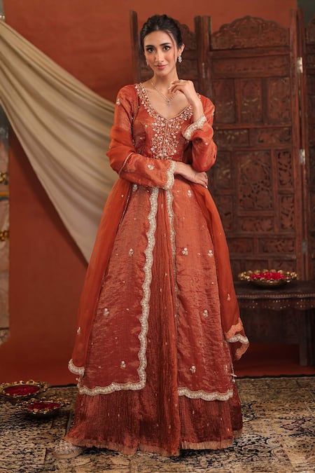 Farha Syed Embroidered Kurta & Skirt Set 