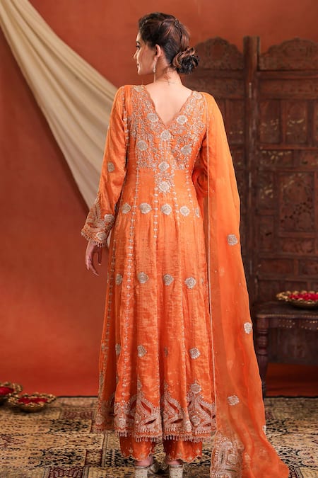 Farha Syed Embroidered Chanderi Silk Anarkali Set 