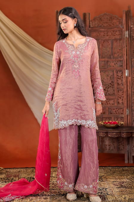 Farha Syed Embroidered Chanderi Silk Kurta Set 