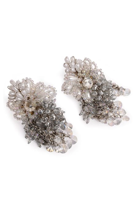 Buy_House Of D"Oro_Silver Plated Beads, Crystals, Pearls, Stones Lilora And Embellished Earrings _Online_at_Aza_Fashions