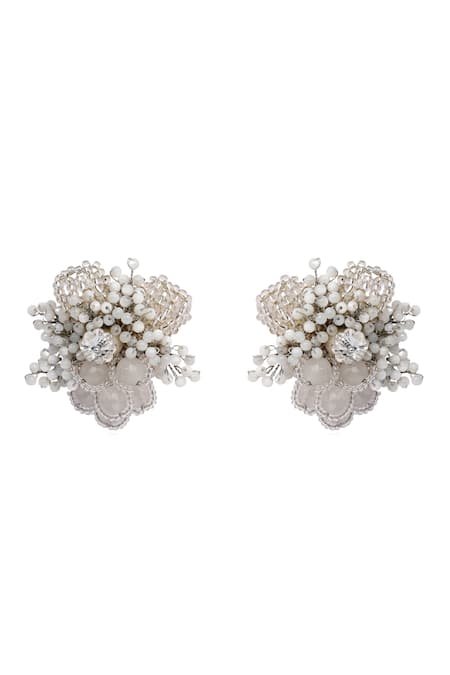 Shop House Of D"Oro Silver Plated Beads, Crystals, Stones Catherine And Embellished Studs at Aza Fashions Shop_House Of D"Oro_Silver Plated Beads, Crystals, Stones Catherine And Embellished Studs _at_Aza_Fashions