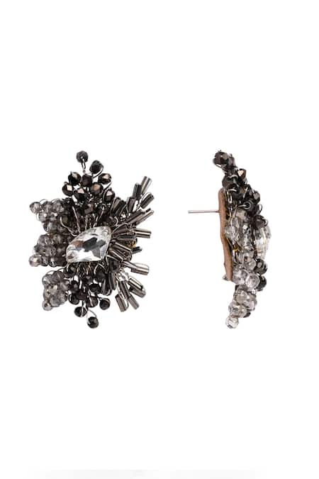 House Of D"Oro Black Beads, Crystals, Stones Pincushion And Embellished Studs Online at Aza Fashions House Of D"Oro_Black Beads, Crystals, Stones Pincushion And Embellished Studs _Online_at_Aza_Fashions