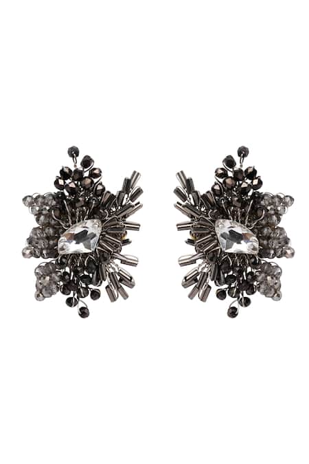 Shop House Of D"Oro Black Beads, Crystals, Stones Pincushion And Embellished Studs at Aza Fashions Shop_House Of D"Oro_Black Beads, Crystals, Stones Pincushion And Embellished Studs _at_Aza_Fashions