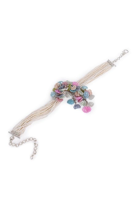 Shop House Of D"Oro Multi Color Layla Beaded Embellished Choker at Aza Fashions Shop_House Of D"Oro_Multi Color Layla Beaded Embellished Choker _at_Aza_Fashions