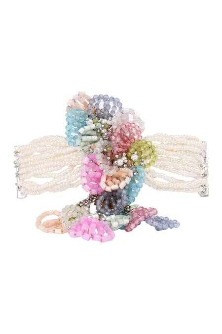 House Of D"Oro Multi Color Layla Beaded Embellished Choker Online at Aza Fashions House Of D"Oro_Multi Color Layla Beaded Embellished Choker _Online_at_Aza_Fashions