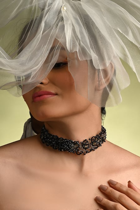 Buy House Of D"Oro Black Calla Bead And Stone Embellished Choker Online at Aza Fashions Buy_House Of D"Oro_Black Calla Bead And Stone Embellished Choker _Online_at_Aza_Fashions