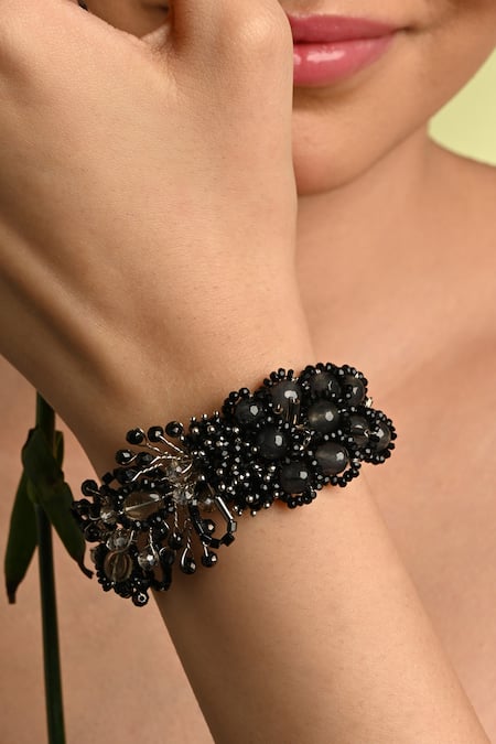 Buy House Of D"Oro Black Beads, Stones Calla And Embellished Bracelet Online at Aza Fashions Buy_House Of D"Oro_Black Beads, Stones Calla And Embellished Bracelet _Online_at_Aza_Fashions