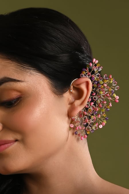 House Of D"Oro Floralia Beaded Cluster Earcuff 