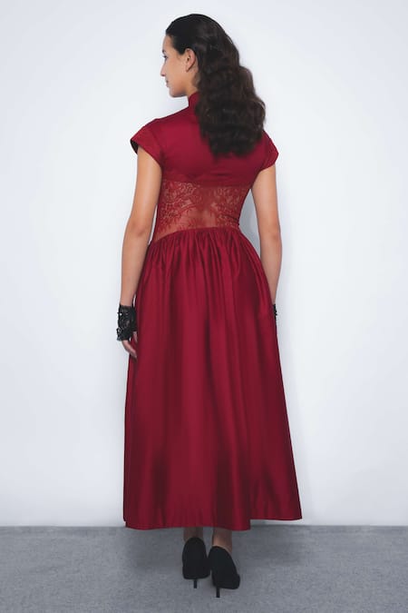 Leh Studios Joji Lace & Cotton Panel Midi Dress 