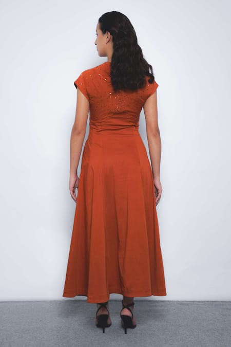 Leh Studios Cotton Cap Sleeve Beaded Brillo Dress 